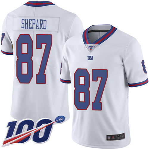 Men New York Giants #87 Sterling Shepard Limited White Rush Vapor Untouchable 100th Season Football NFL Jersey
